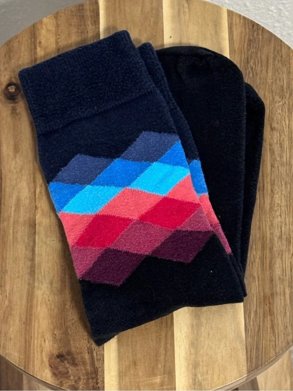 Happy Socks Unisex Colorful Argyle Crew Socks OSFM Multi-Color Blue Red Black